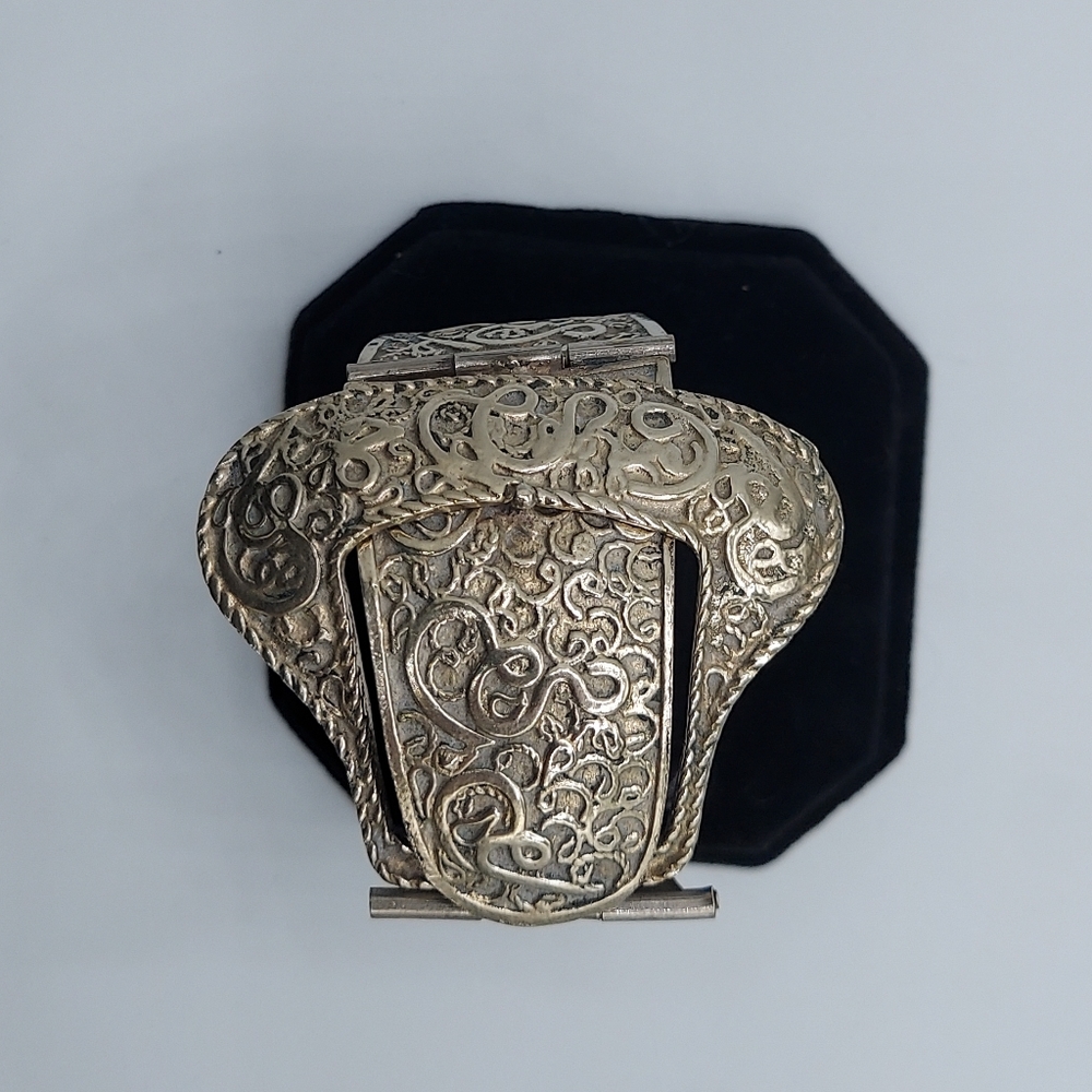 Silver belt buckle bracelet cuff artist signed western wear unique filigree